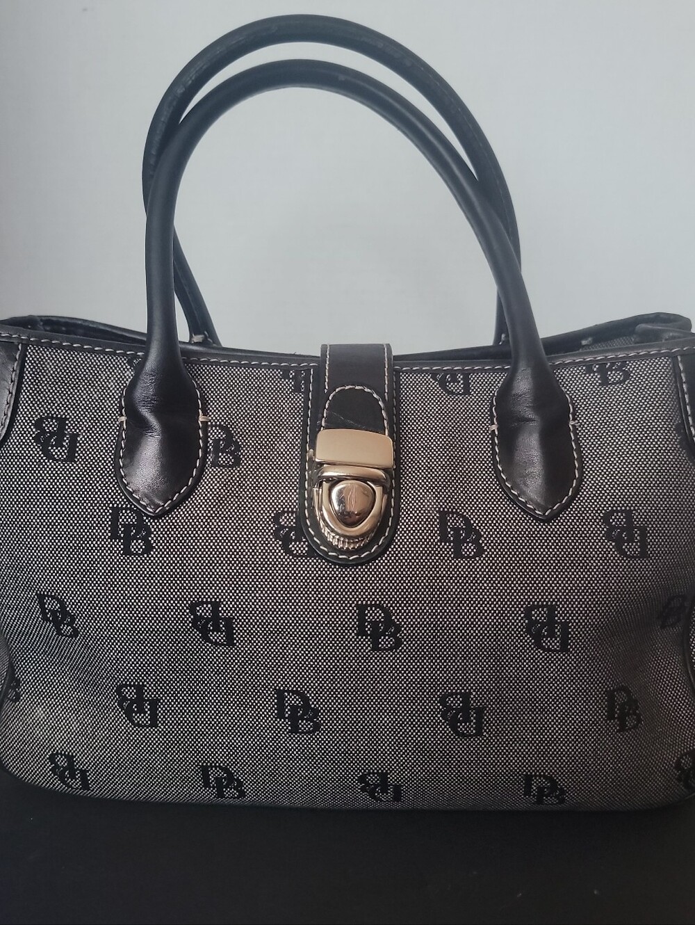 Dooney & Bourke Black and Gray Monogram Tote Handbag - Designer Style